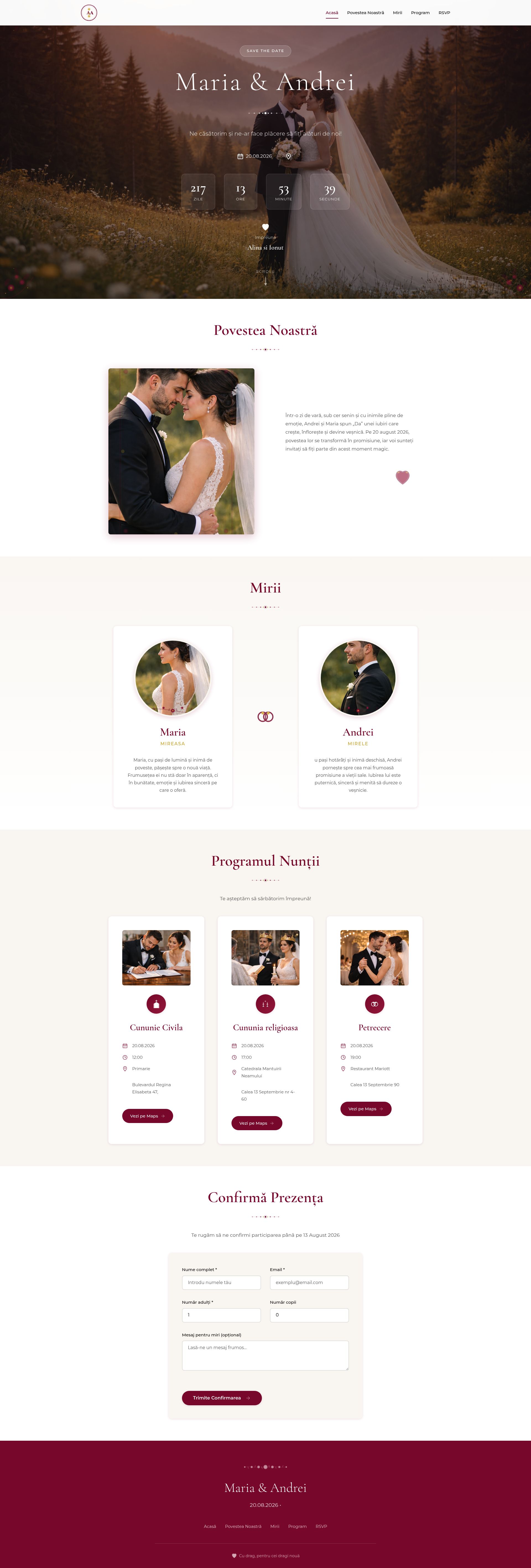 Invitație online Romantic Floral Red White Black