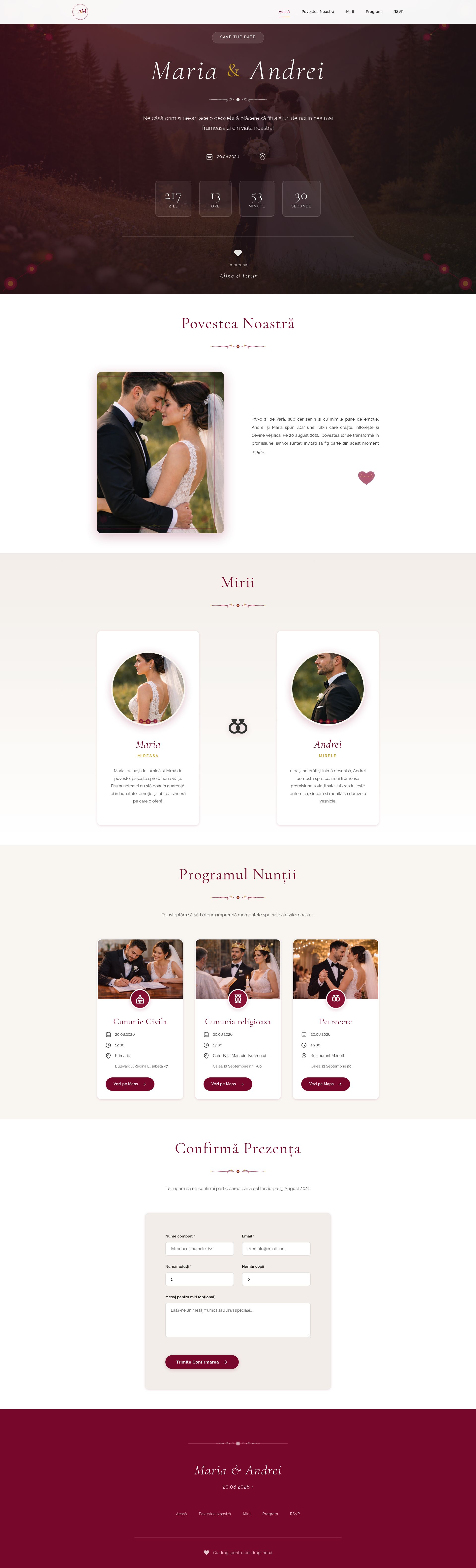 Invitație online Romantic Floral Red White Black V2
