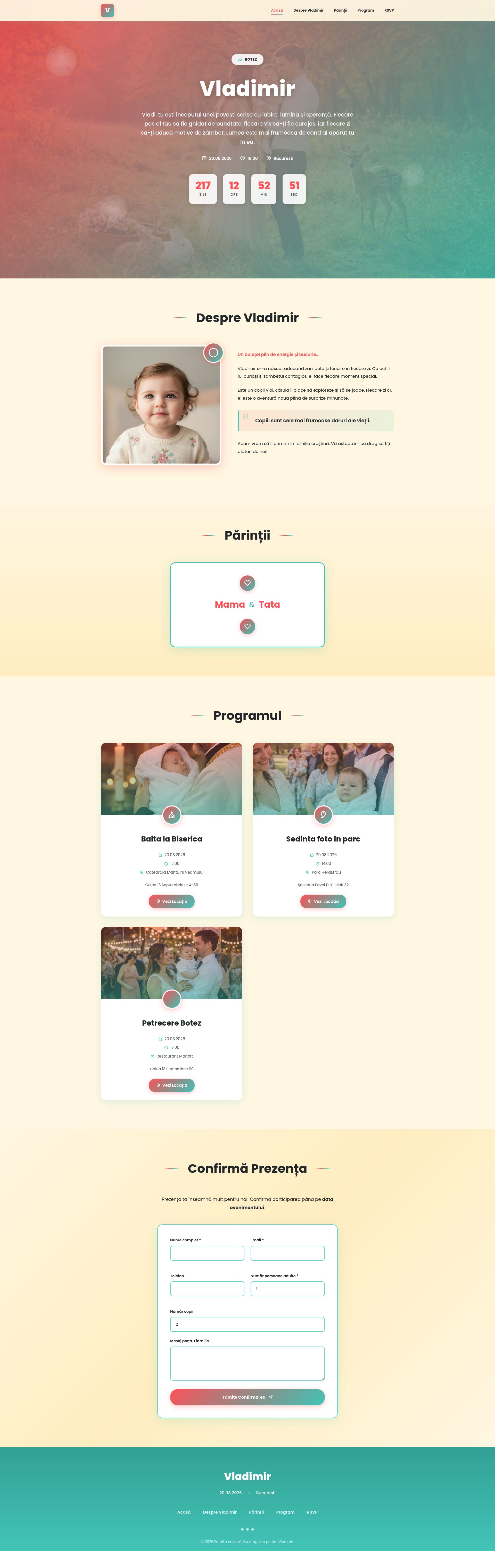 Invitație online Modern Bold Coral & Teal
