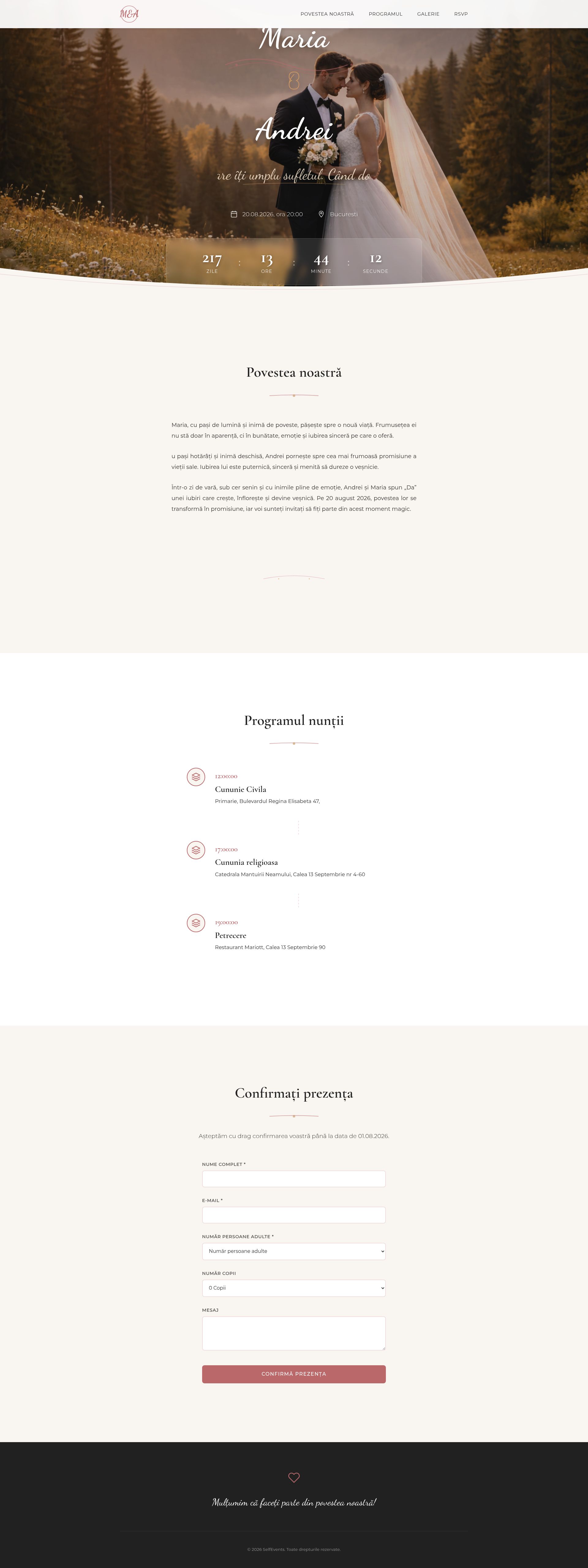 Invitație online Romantic Elegance