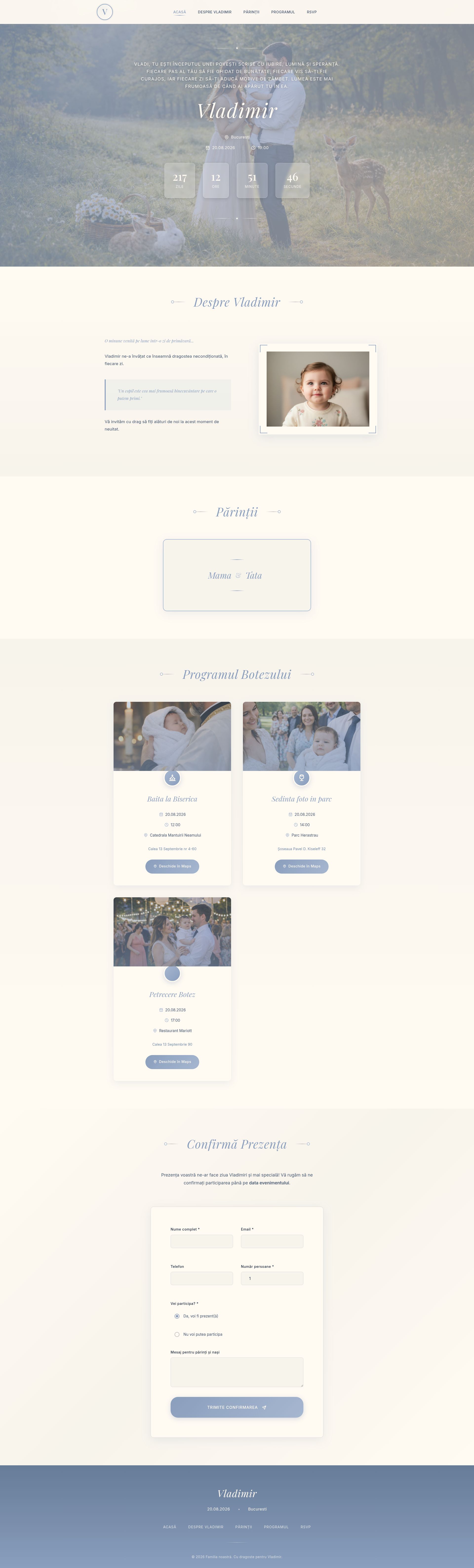 Invitație online Modern Elegant Dusty Blue