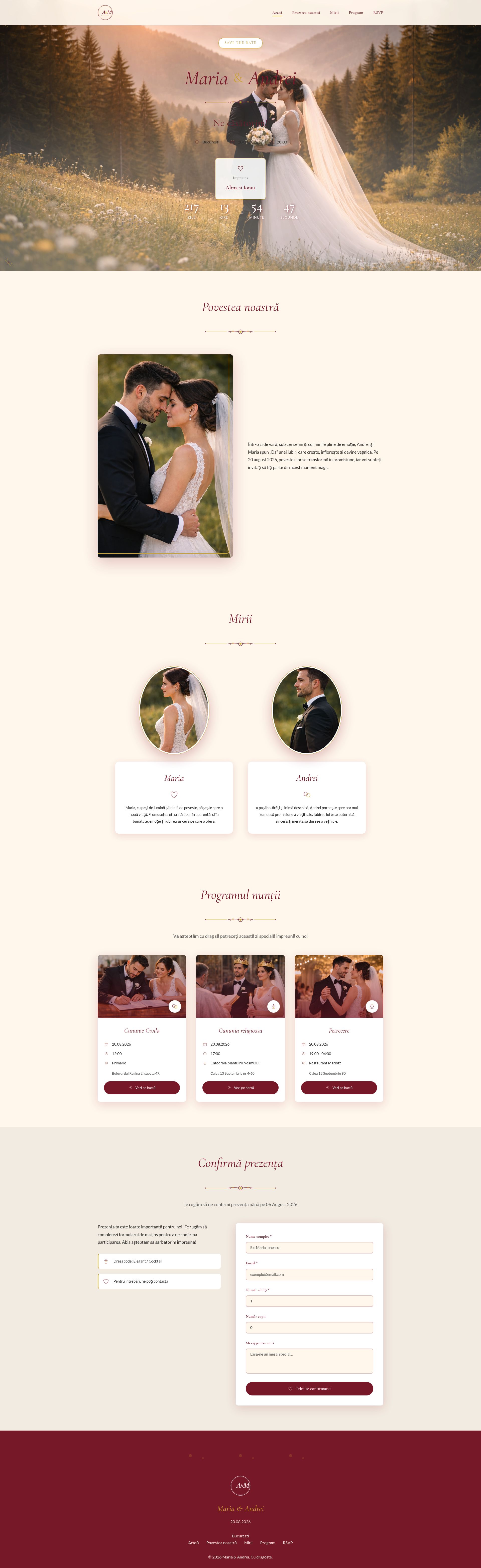 Invitație online Romantic Floral Ivory Burgundy