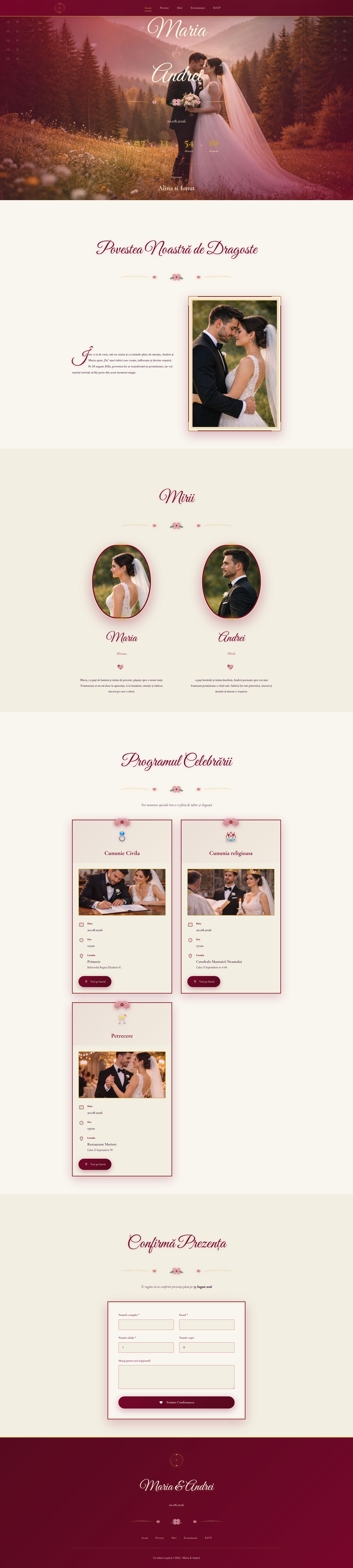 Invitație online Romantic Luxury Burgundy